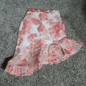 Asymmetrical Hi Lo Skirt Ruffled White Gold Metallic Coral Mermaid Skirt